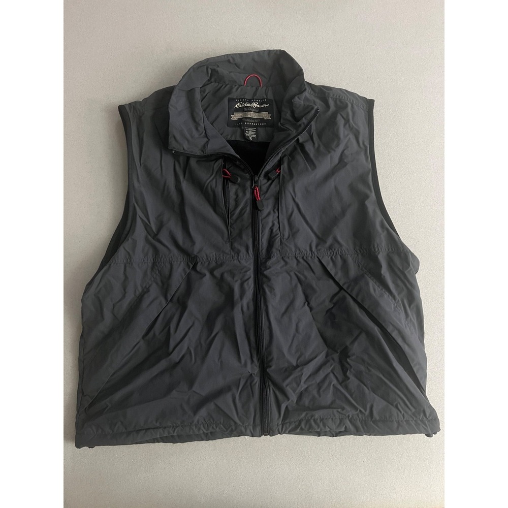 Mens Eddie Bauer Gray Black Zip Vest XL Tall
